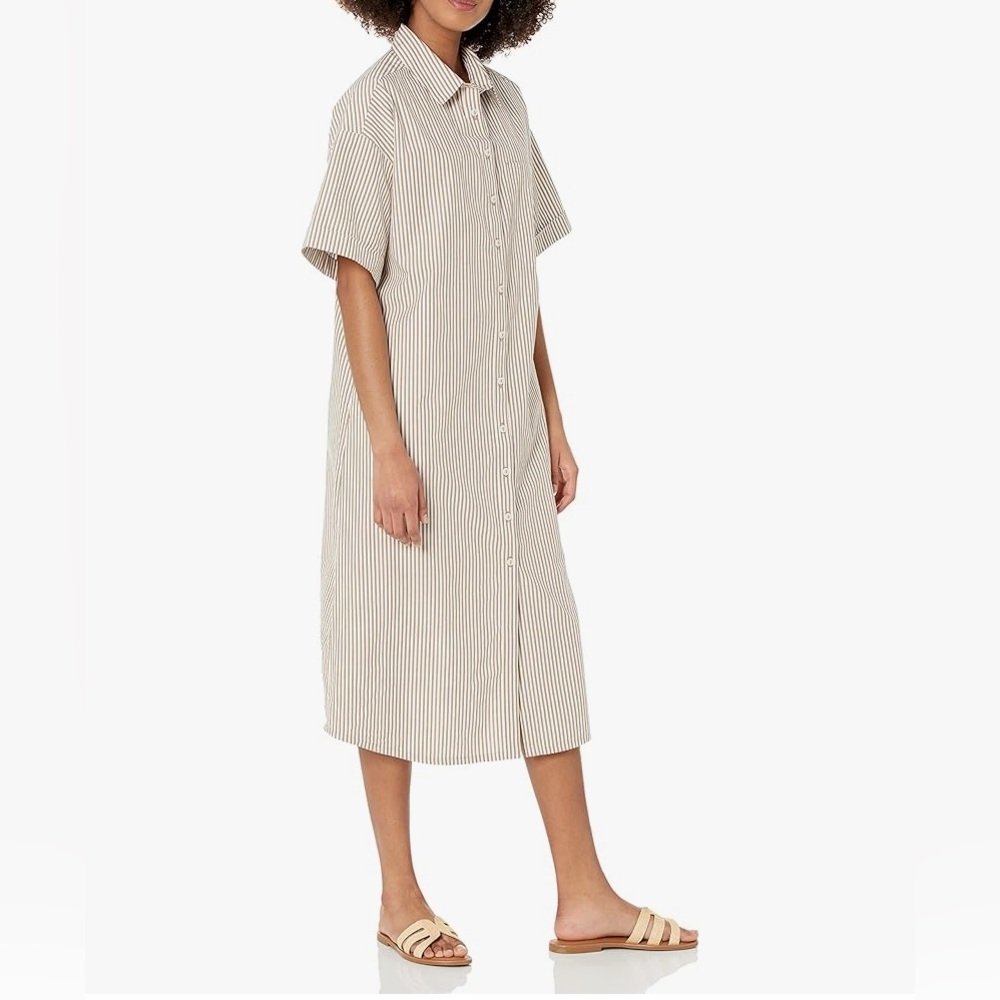 NWT The Drop Marla drop shoulder short-sleeve midi shirt dress size Med